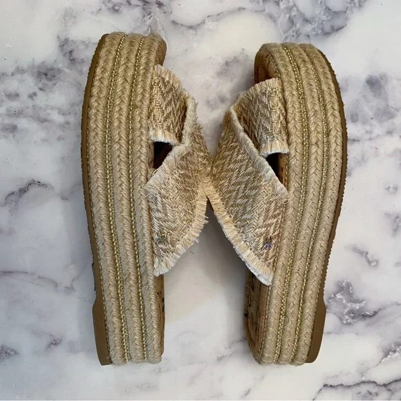 Sam Edelman Ashlynn sand weave crisscross platform sandals size 6.5 medium - Picture 5 of 13
